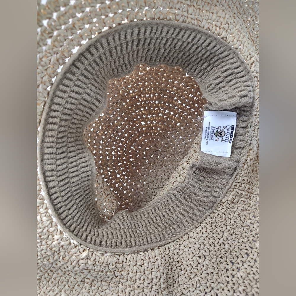 Calcutta Brand Women's Floppy Beach Woven Straw Hat Wide Brim Foldable Soft Feel - Picture 2 of 11